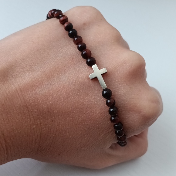 David Yurman Red Tiger's Eye Spiritual Beaded 4mm Sterling Silver Bracelet